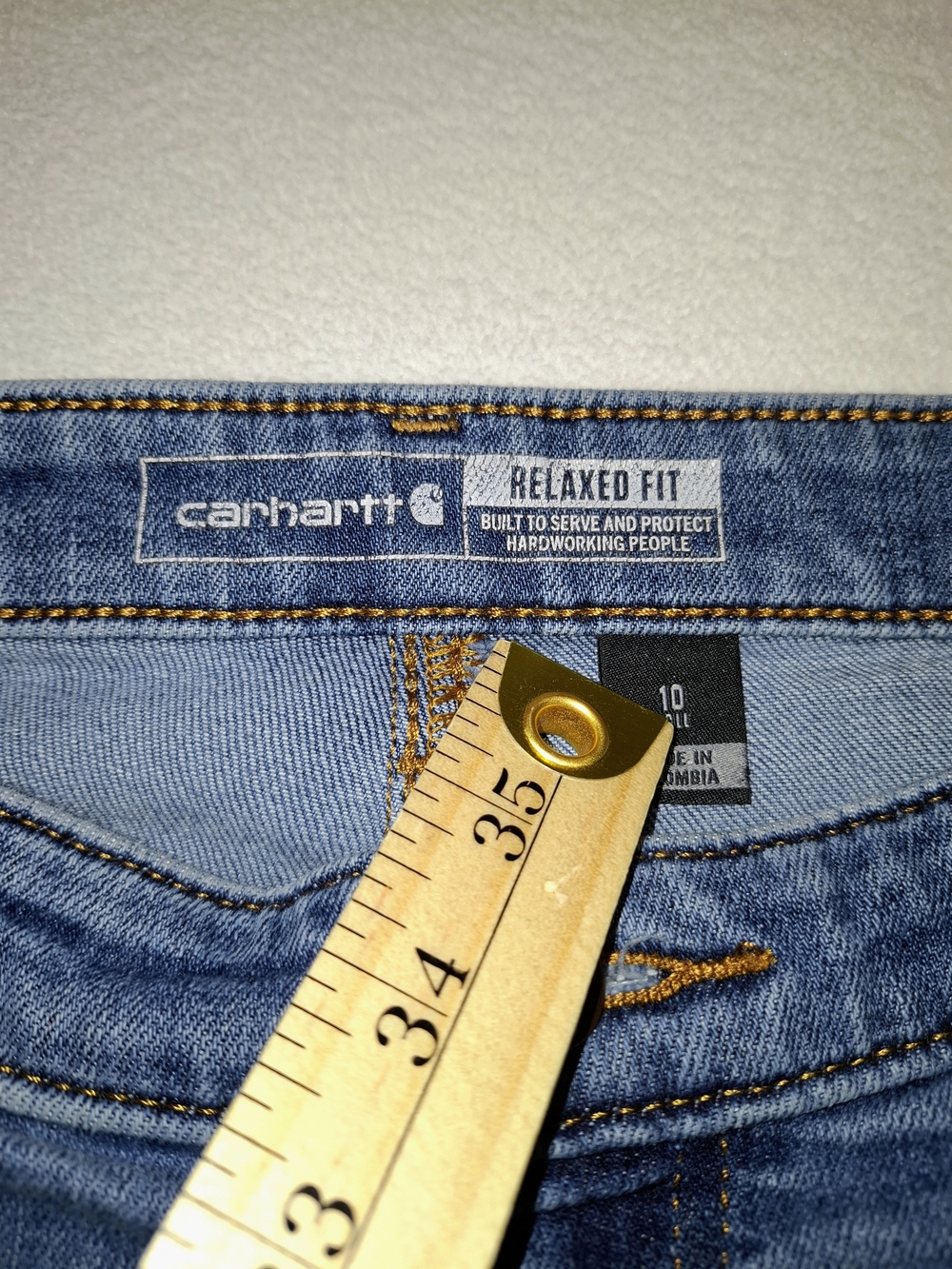 Carhartt Womens 10 Tall Light Blue Straight-Leg Carpenter Jeans - Picture 2 of 11